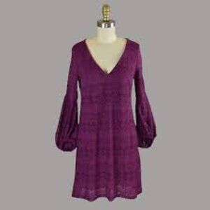Anthropologie Maeve LAILA Purple V-Neck Crochet Lace Dress - S